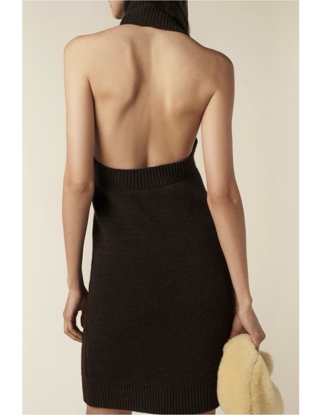 BOTTEGA VENETA BROWN WOOL MINI DRESS - Picture 6 of 9
